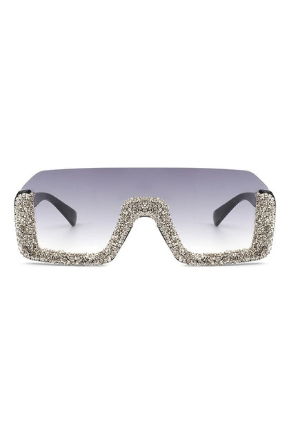 Square Half Frame Oversize Sunglasses