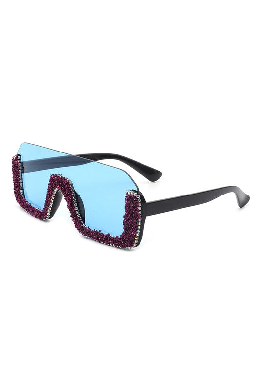 Square Half Frame Oversize Sunglasses