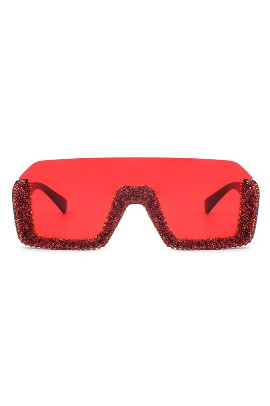 Square Half Frame Oversize Sunglasses