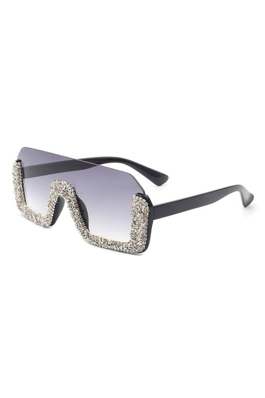 Square Half Frame Oversize Sunglasses