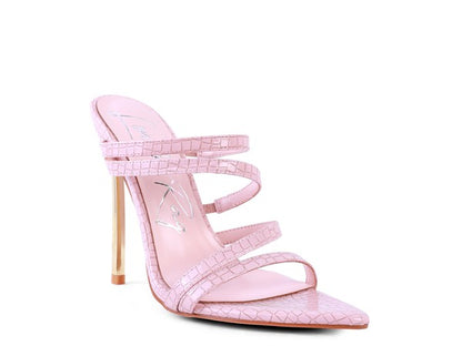 Croc Textured Heeled Sandals