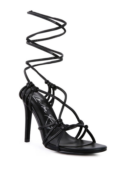 Knotted Lace Up Heeled Sandals