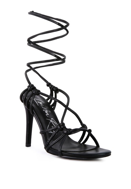 Knotted Lace Up Heeled Sandals