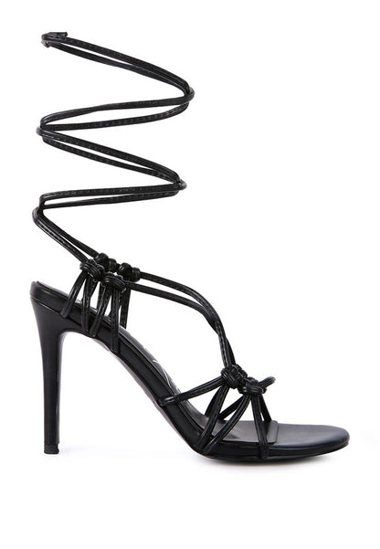 Knotted Lace Up Heeled Sandals