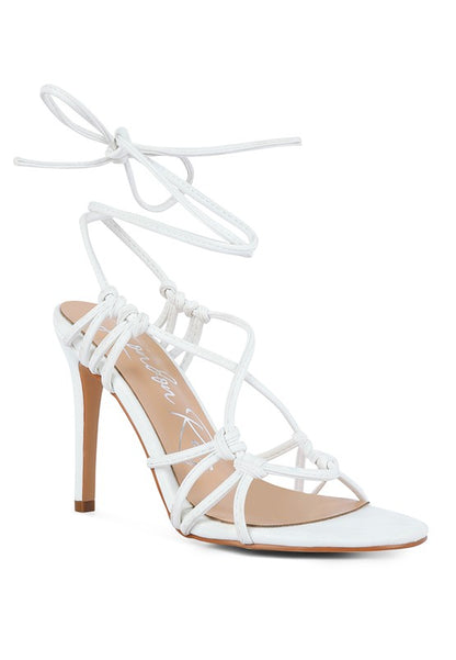 Knotted Lace Up Heeled Sandals