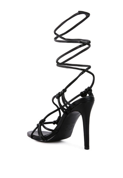 Knotted Lace Up Heeled Sandals