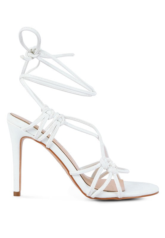 Knotted Lace Up Heeled Sandals