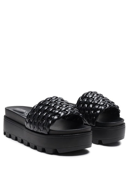 Textured Woven Platform Slippers