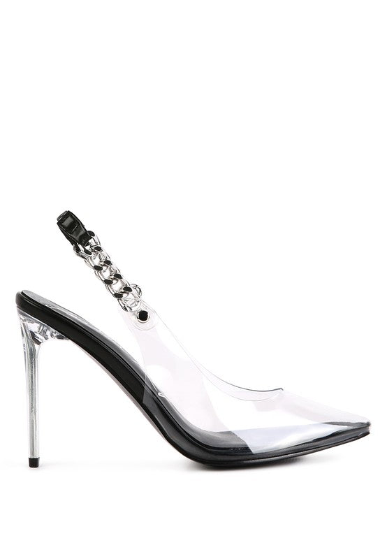 Clear Chain Slingback High Heels