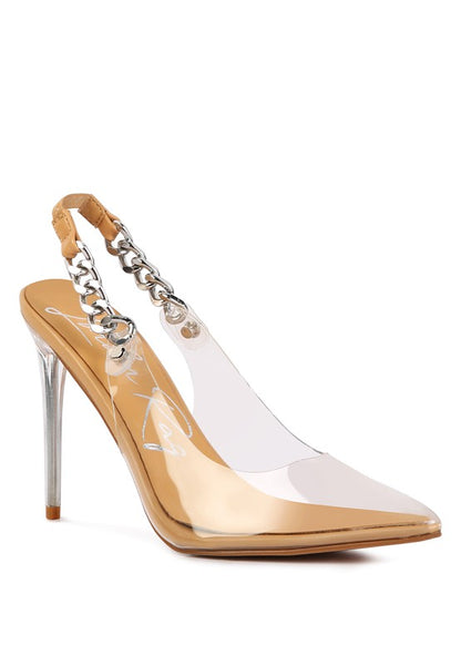 Clear Chain Slingback High Heels