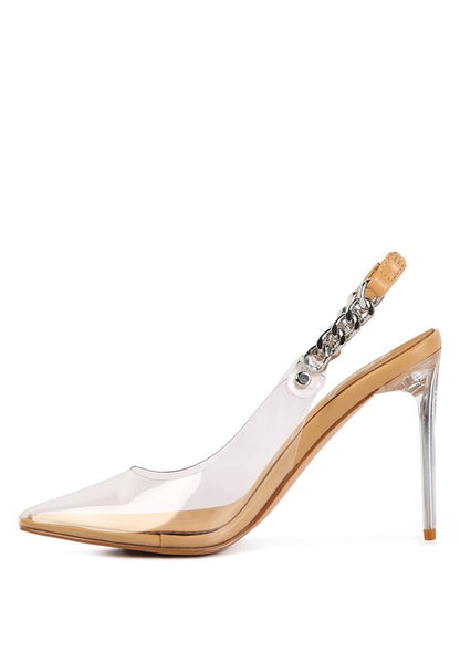 Clear Chain Slingback High Heels