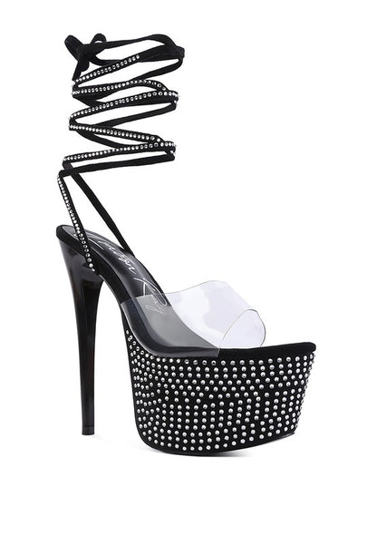 Studded Lace Up Platform Heels