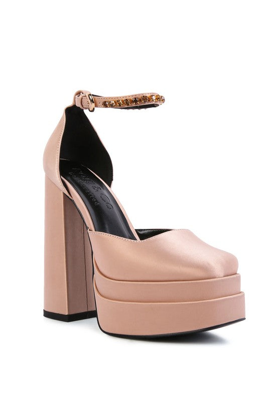 Sky High Satin Platform Heels