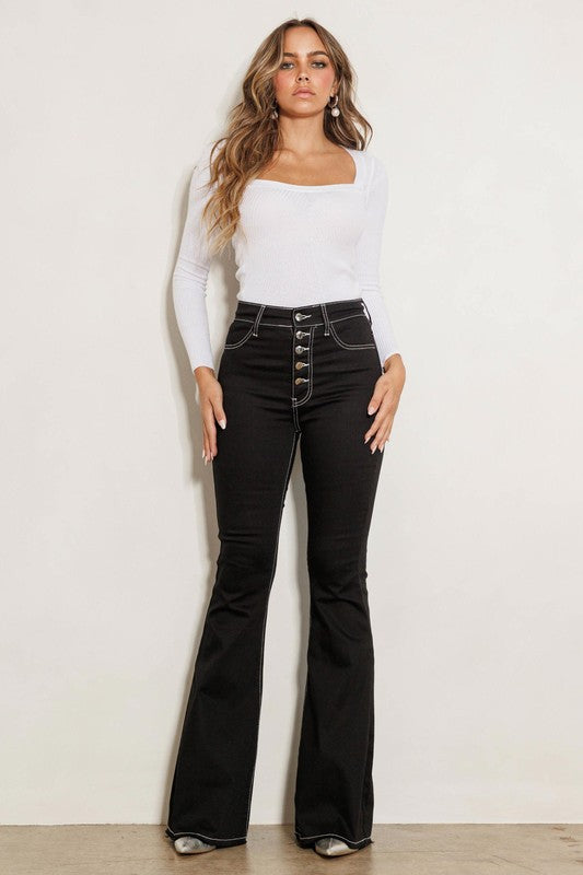 Button Fly High Waisted Jeans