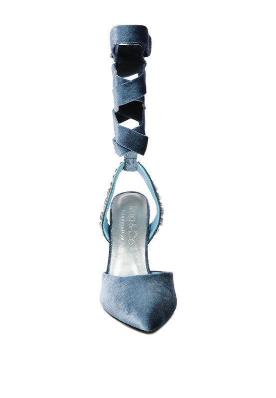 Velvet Tie Up High Heels