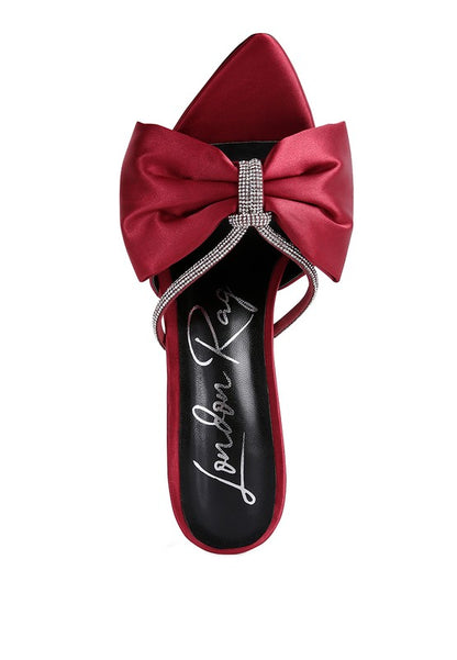 Jewel Strap Wrapped Bow Satin Heels