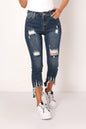 Distressed Frayed Hem Skinny Jeans