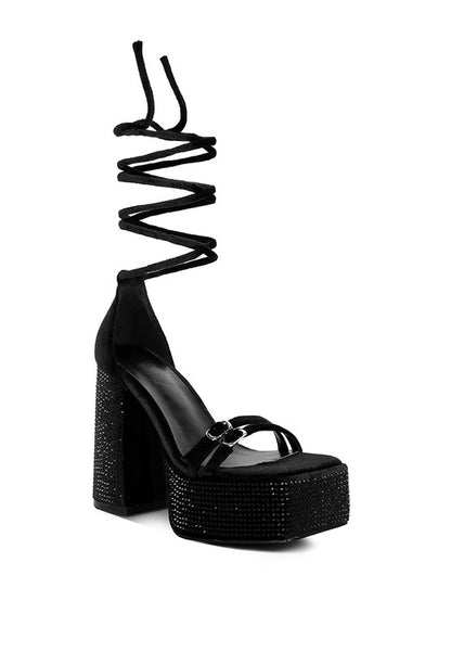 Lace up High Platform Diamante Sandals