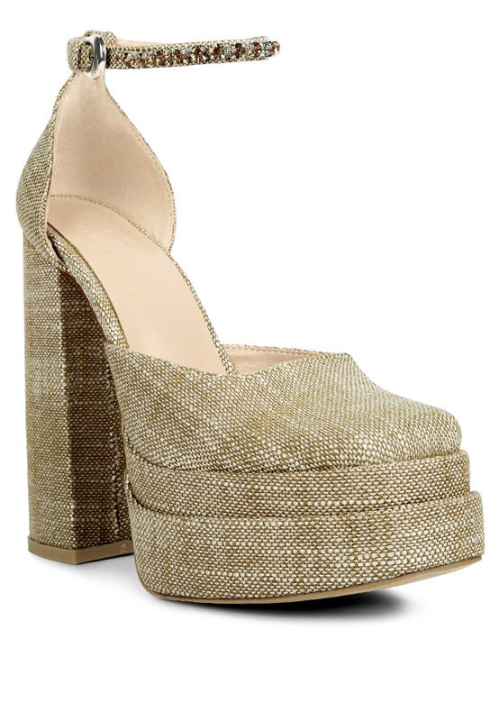 Christen Embellished High Block Heel