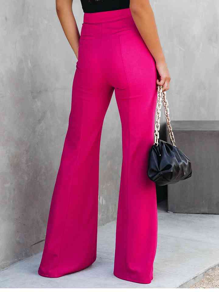 Frenchy Front Slit Flare Leg Pants