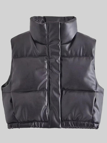 Finley Faux Leather Zip Up Vest