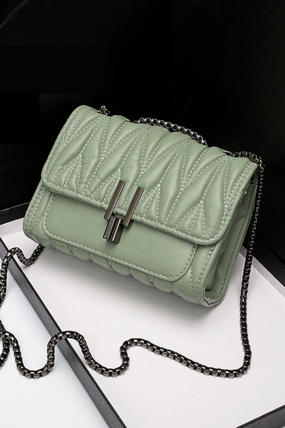 Leather Crossbody Chain Strap Bag