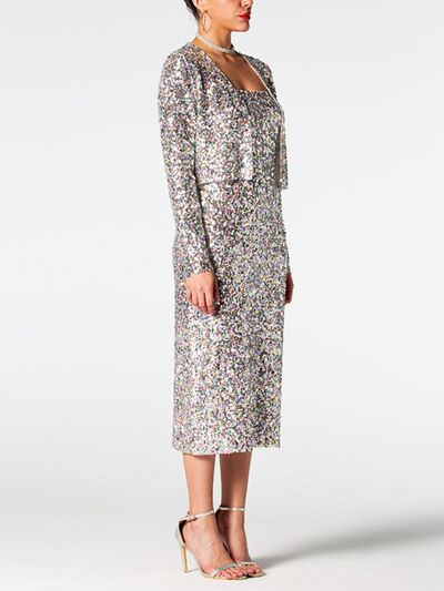 Shelle Sequin Cardigan Dress Set