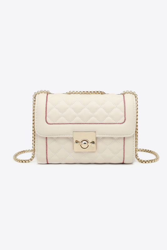Exposed Stitch Leather Crossbody Bag