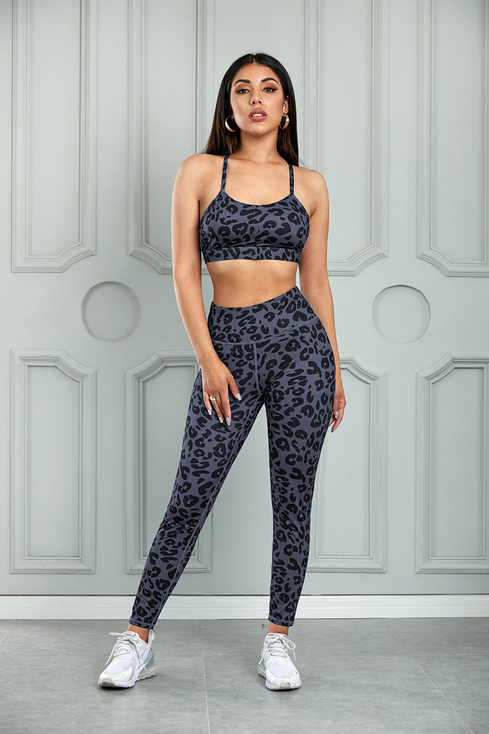 Leopard Cutout Sports Leggings Set