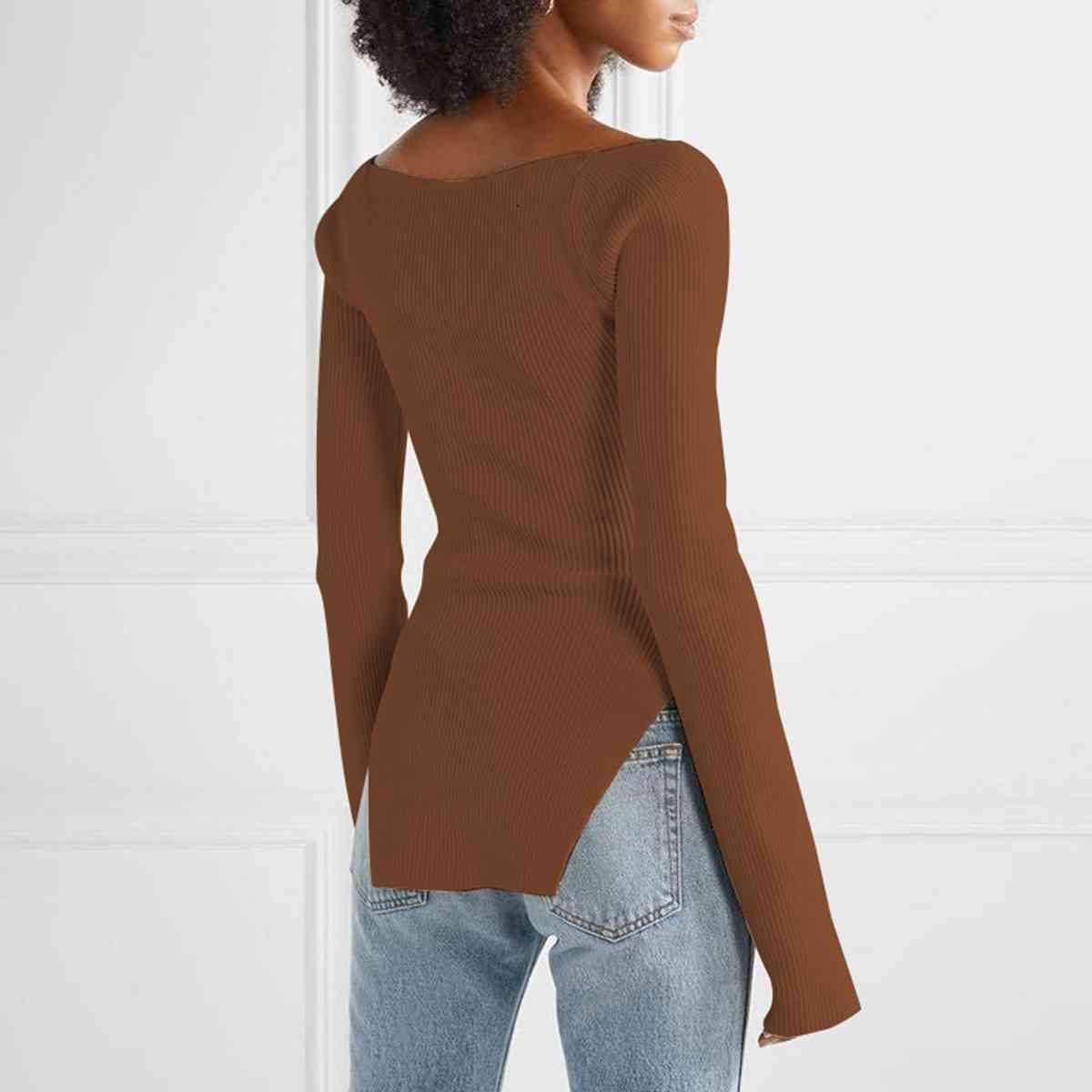 Shilo Sweetheart Long Sleeve Knit Top