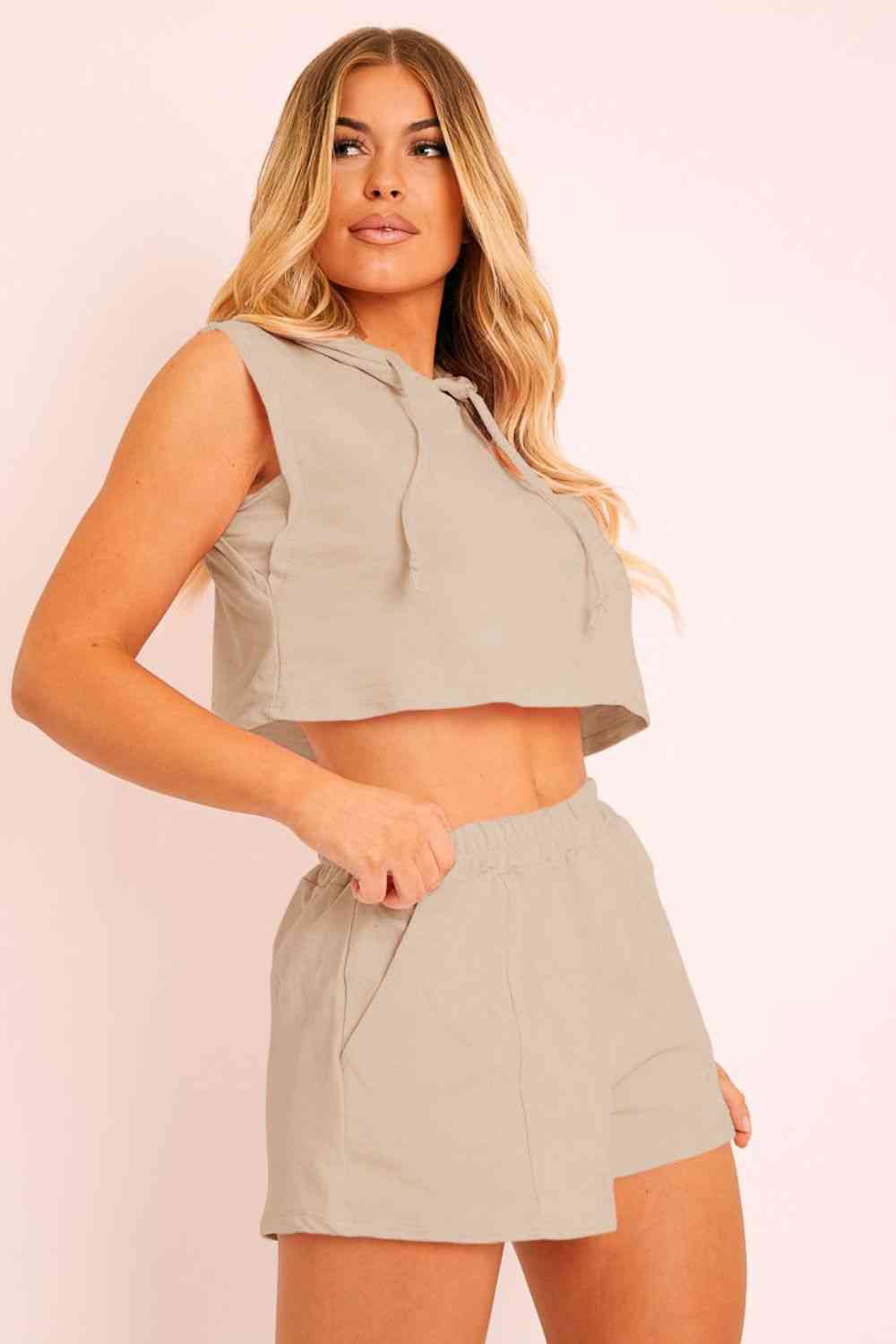 Rosie Hooded Crop Shorts Set