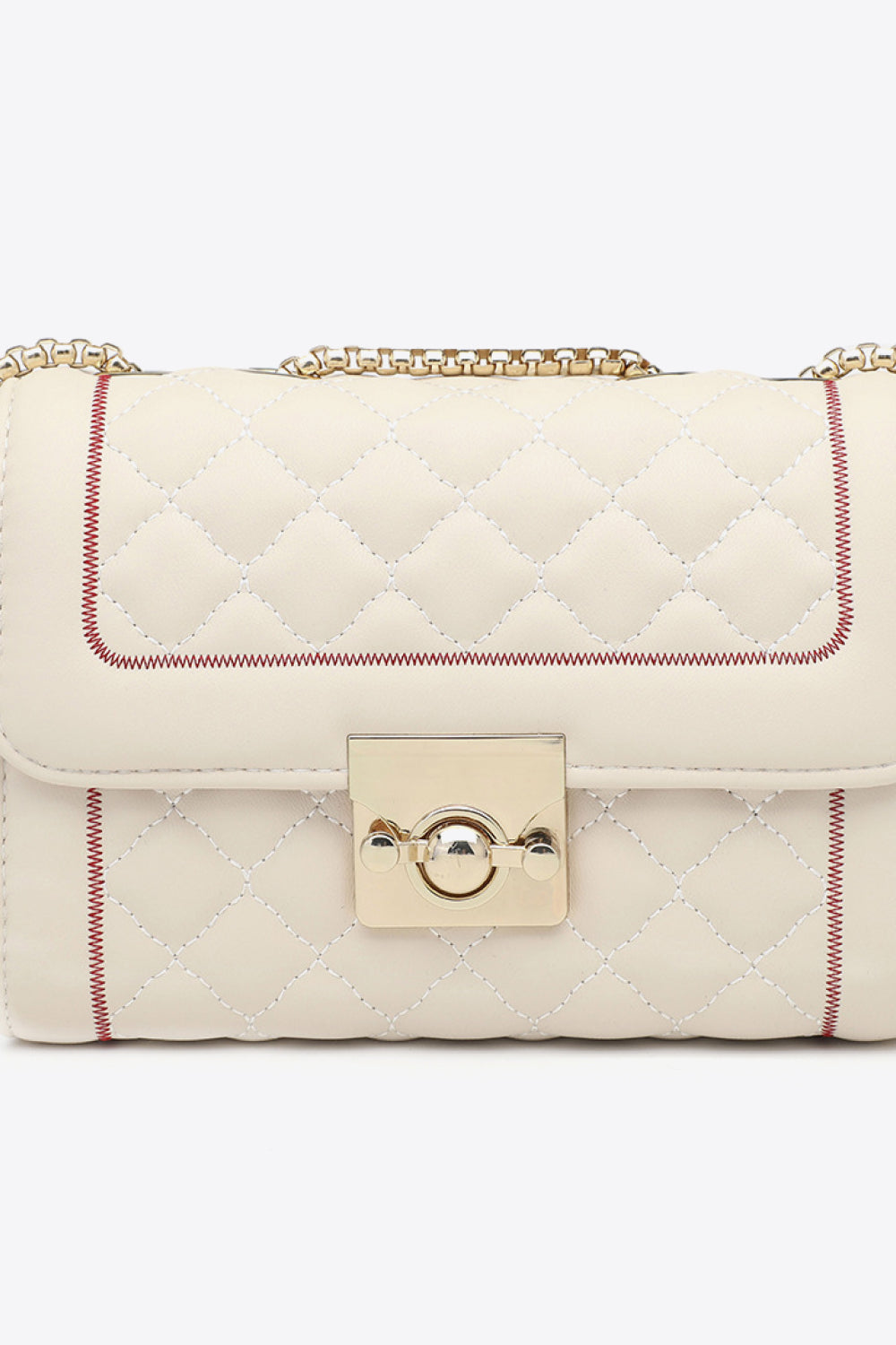 Exposed Stitch Leather Crossbody Bag