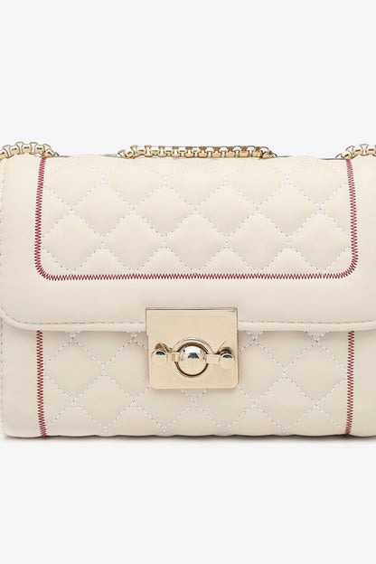 Exposed Stitch Leather Crossbody Bag