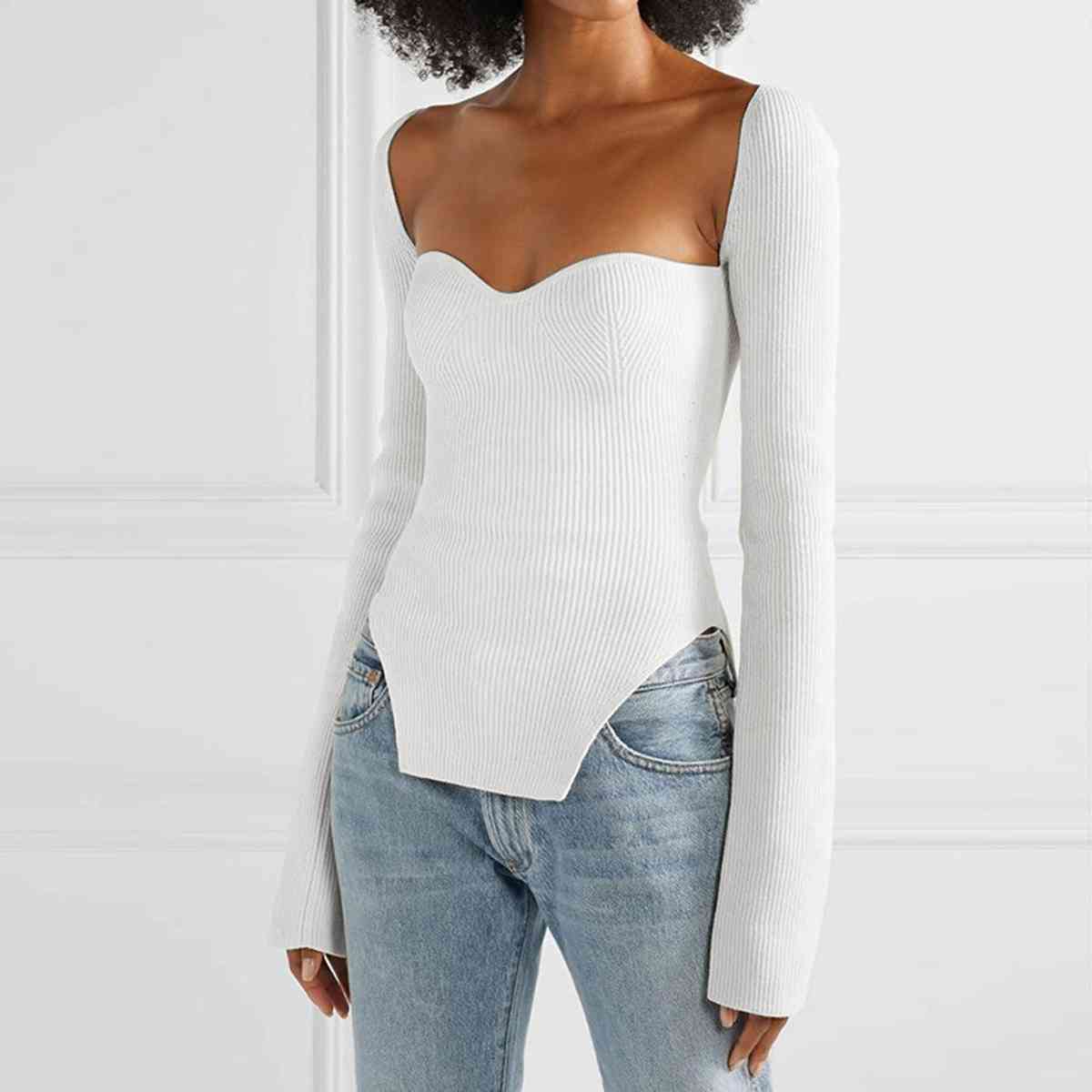 Shilo Sweetheart Long Sleeve Knit Top