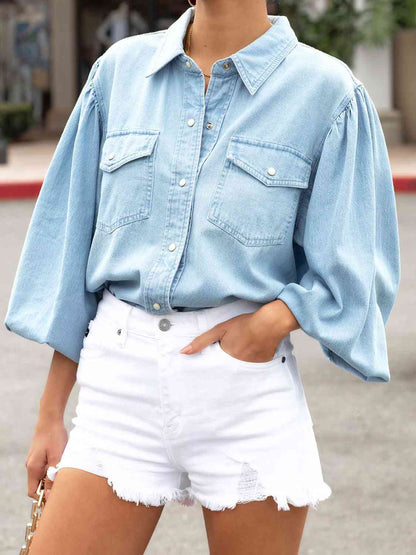 Julie Puff Sleeve Denim Top