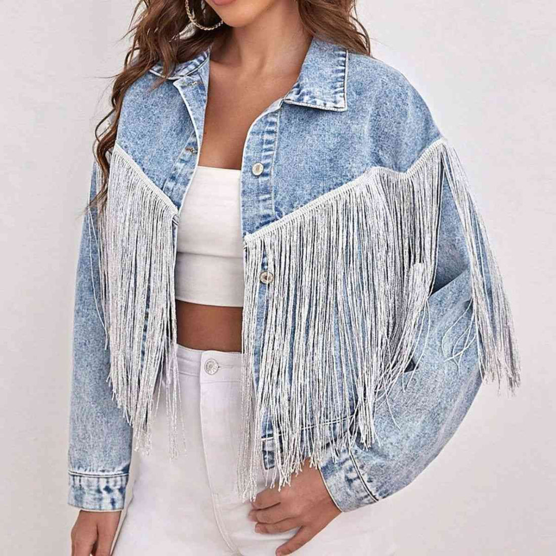 Frenchie Fringed Denim Jacket