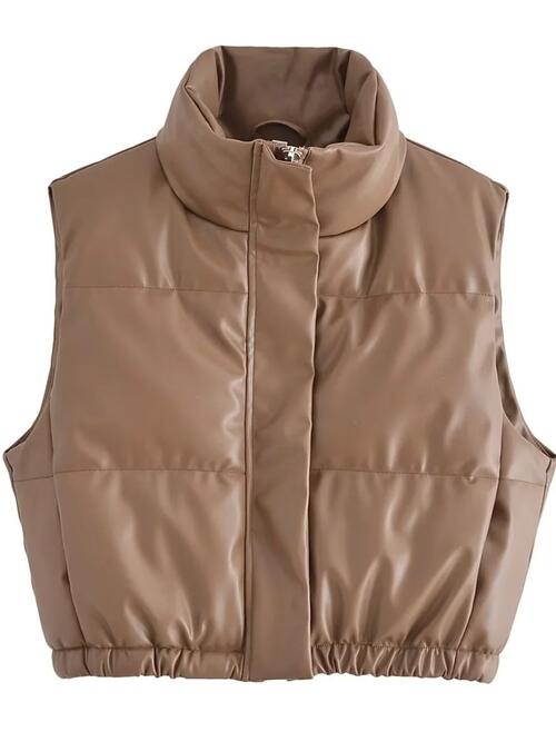 Finley Faux Leather Zip Up Vest