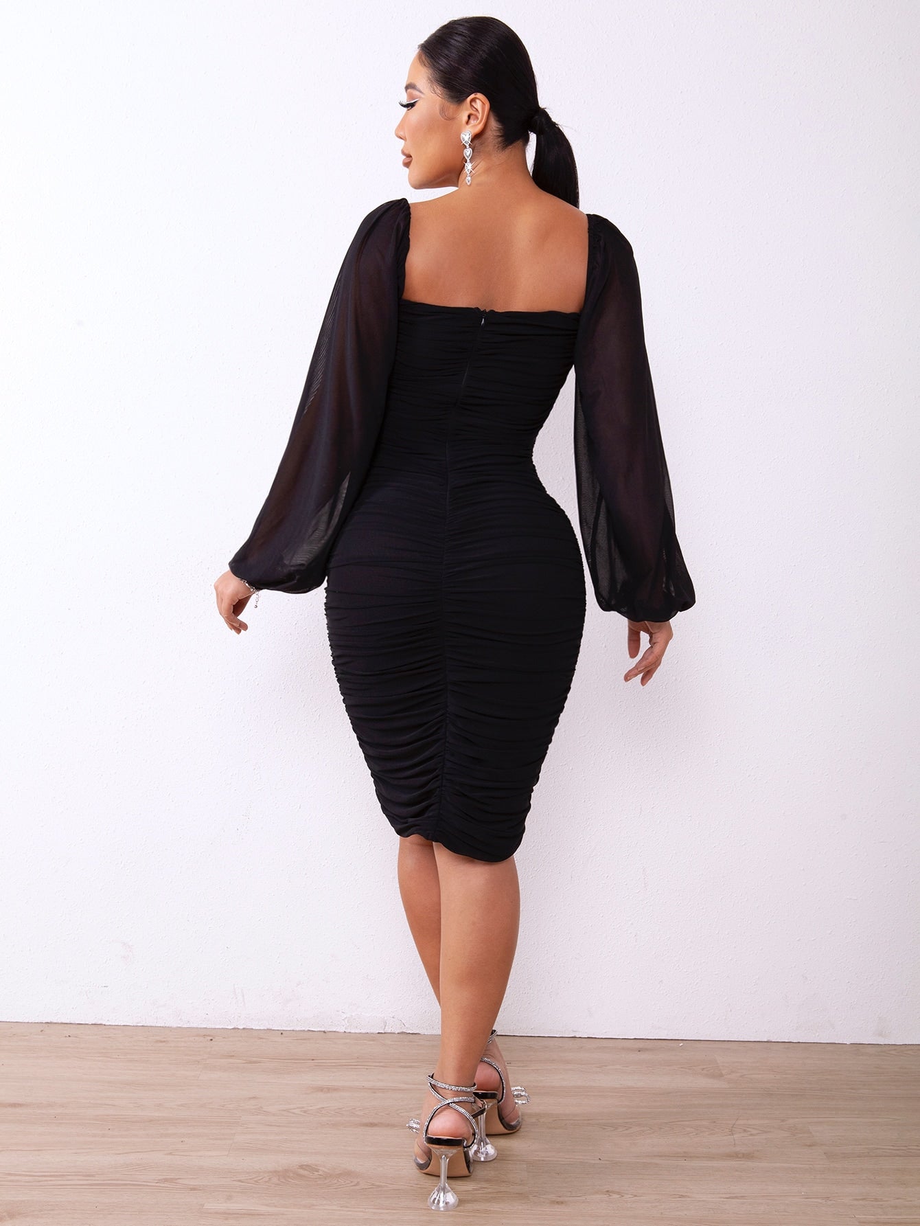 Sheer Sleeve Bodycon Dress