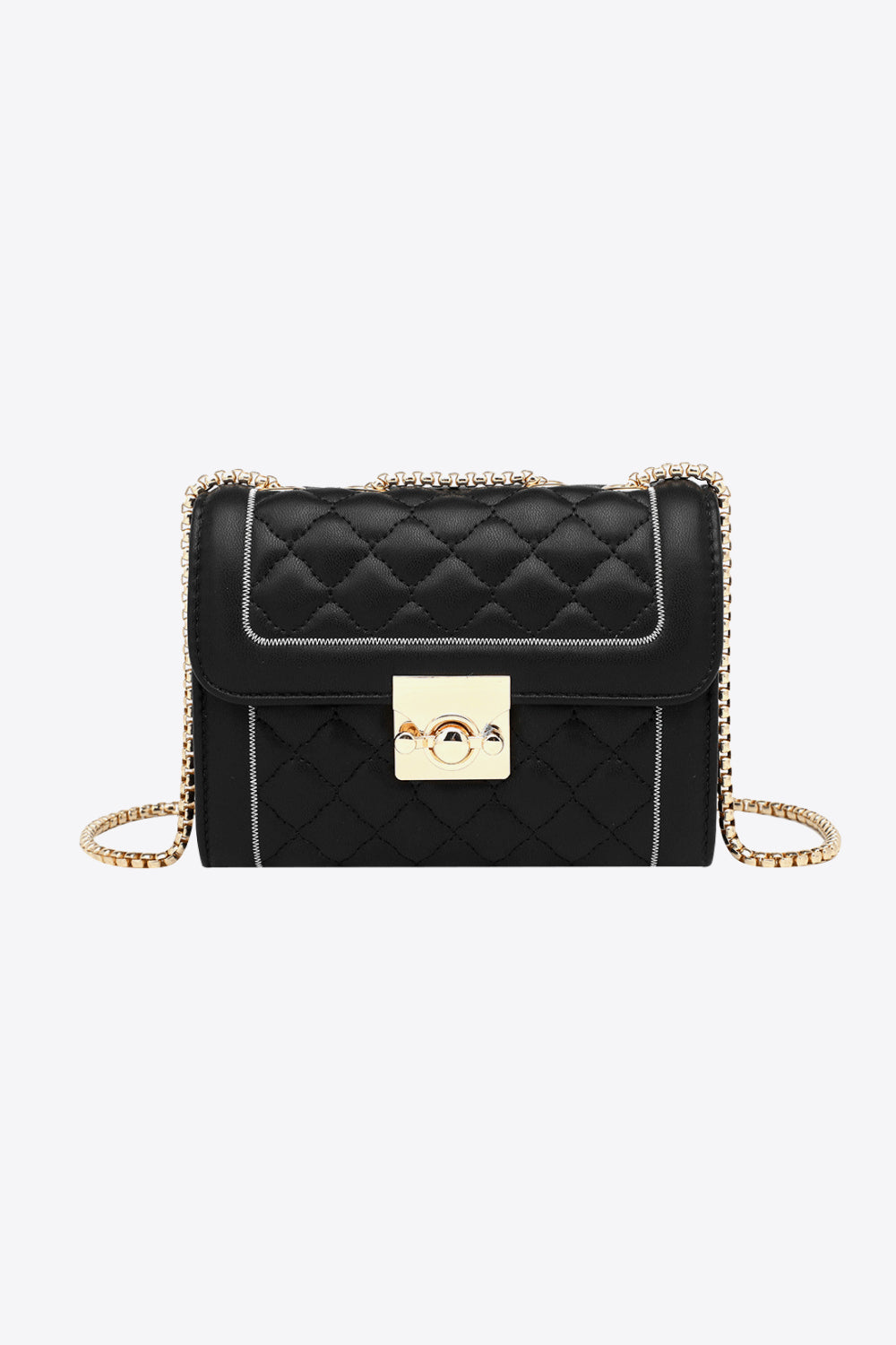 Exposed Stitch Leather Crossbody Bag