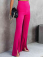 Frenchy Front Slit Flare Leg Pants