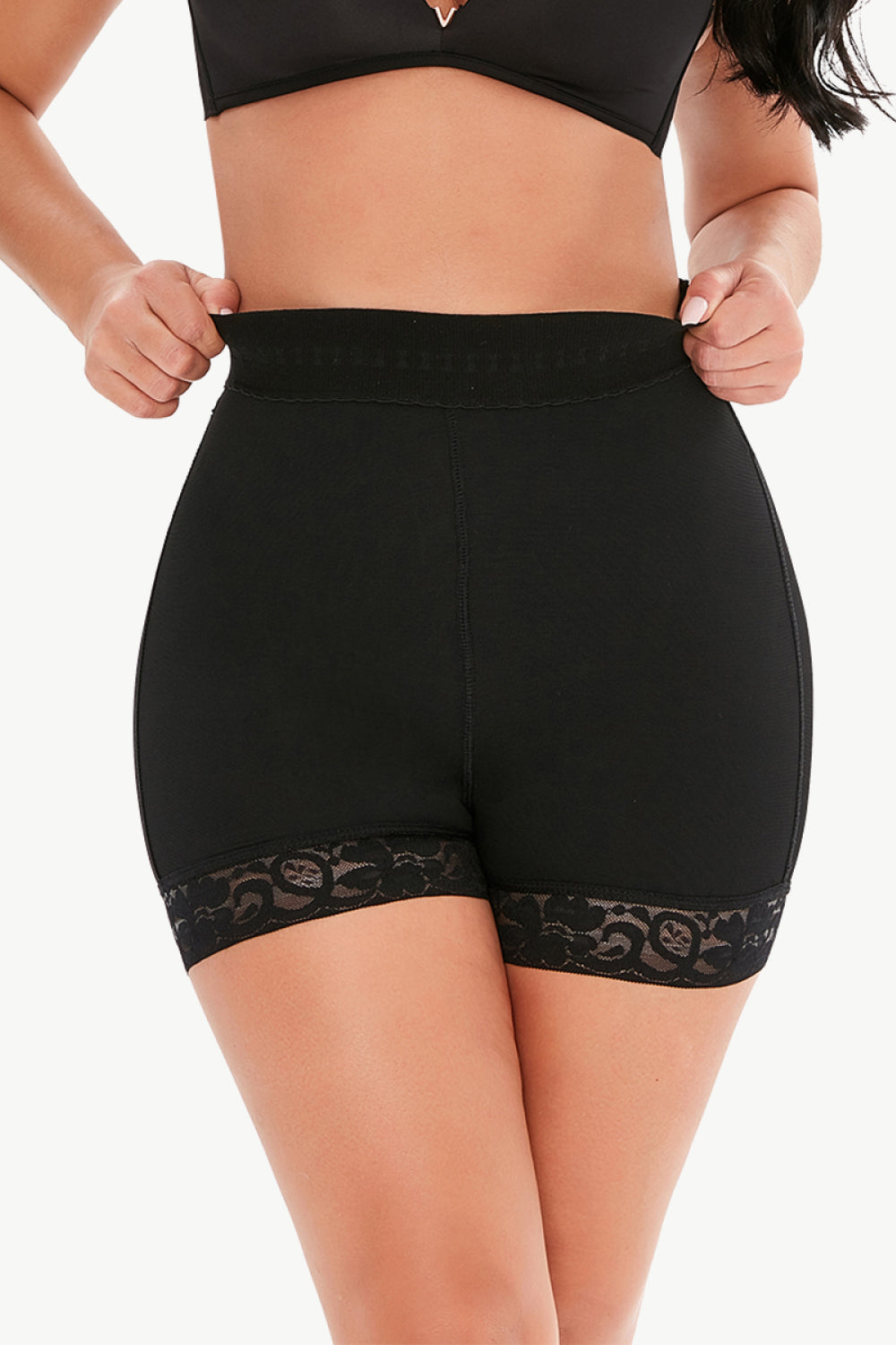 Lace Trim Pull-On Shaping Shorts