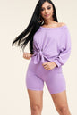 Tie Front Off The Shoulder Slouchy Short Set