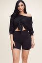 Tie Front Off The Shoulder Slouchy Short Set