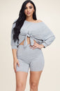 Tie Front Off The Shoulder Slouchy Short Set