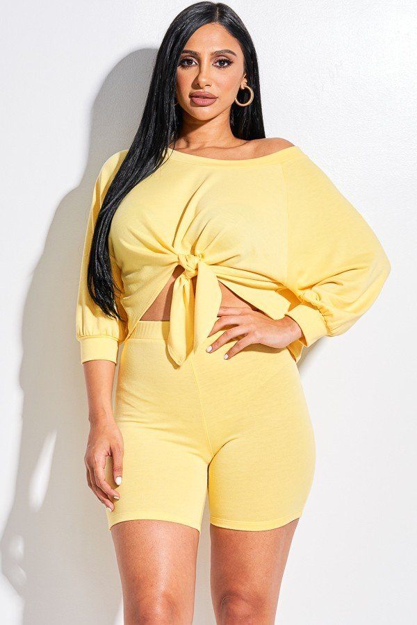 Tie Front Off The Shoulder Slouchy Short Set