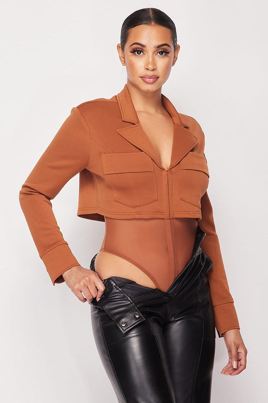 Cropped Blazer Bodysuit