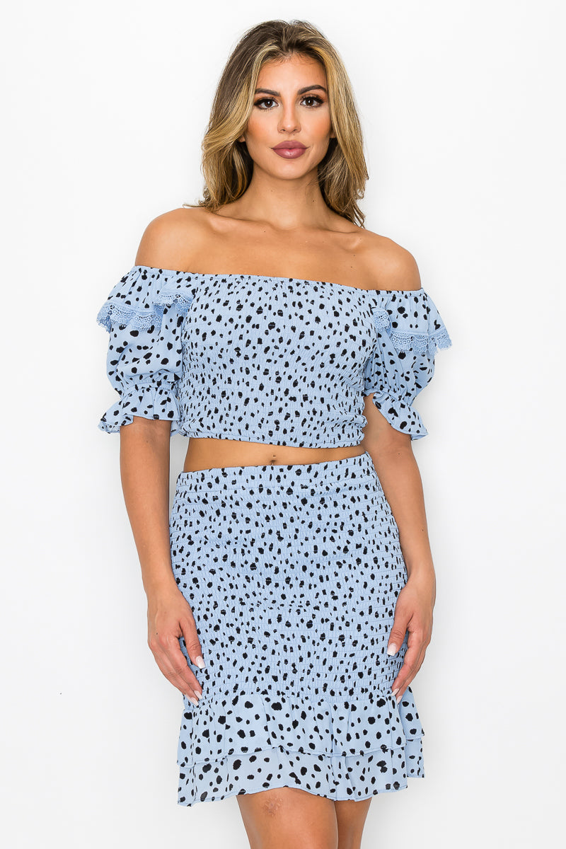 Ruffled Printed Skirt Set