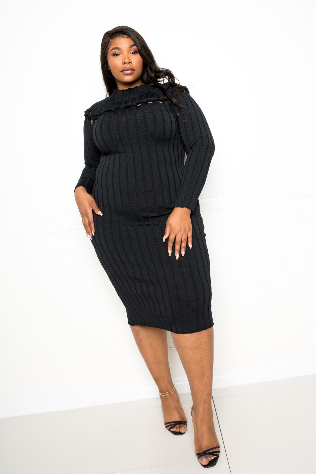 Front Knot Detail Sweater Dress