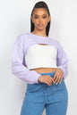 Ribbed Crop Top With Shrug Sweater