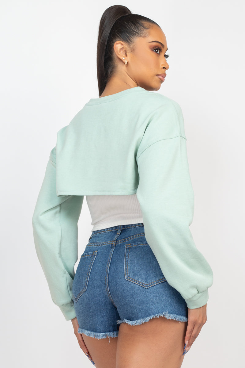 Ribbed Crop Top With Shrug Sweater